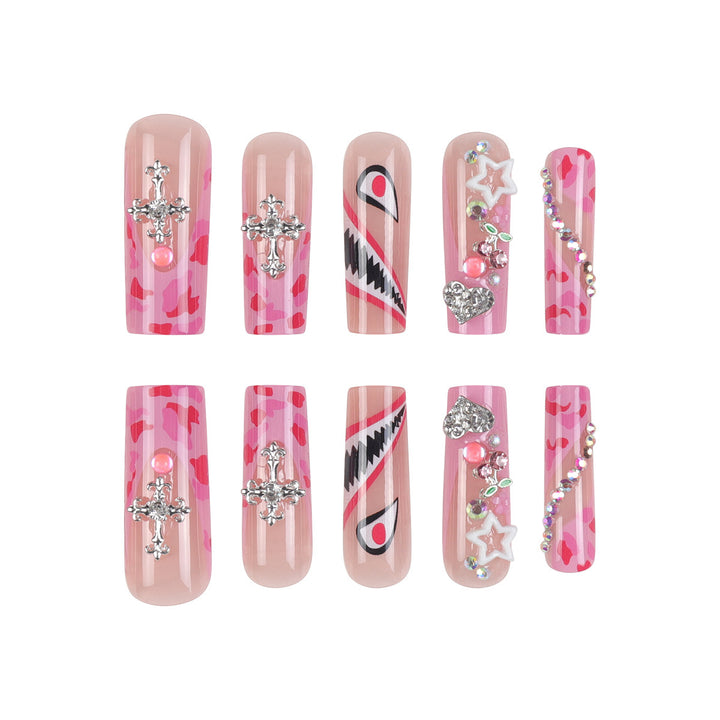 Trendy Stiletto Press-On Nail Set with Artistic Embellishments Stornfield