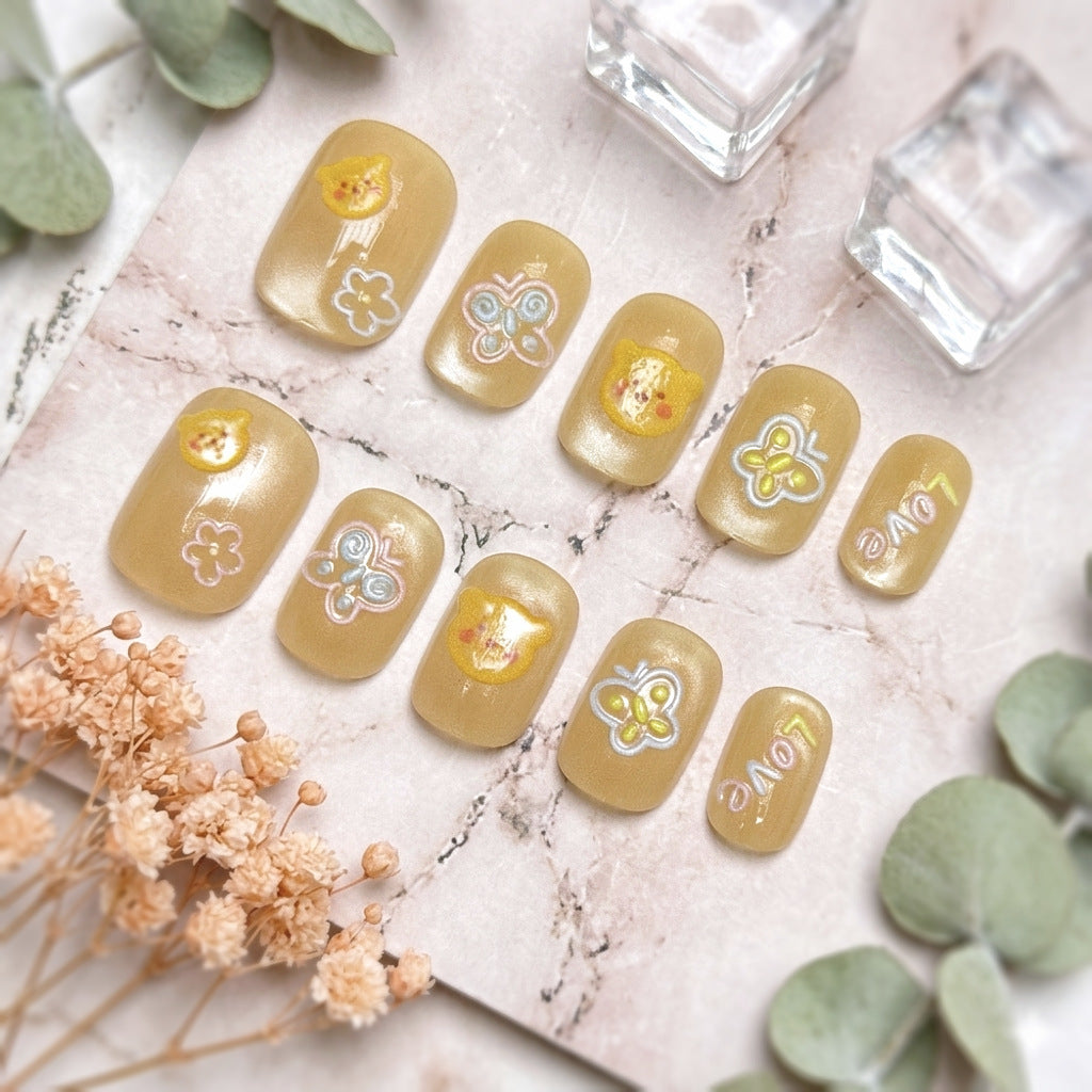Creative Floral Print Press-On Nails