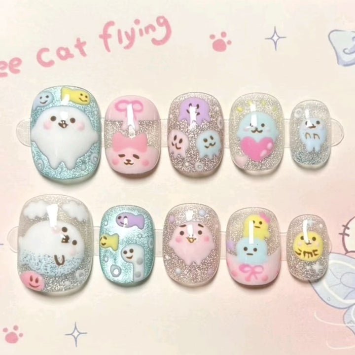 Whimsical Character Press-On Nail Art Set Stornfield