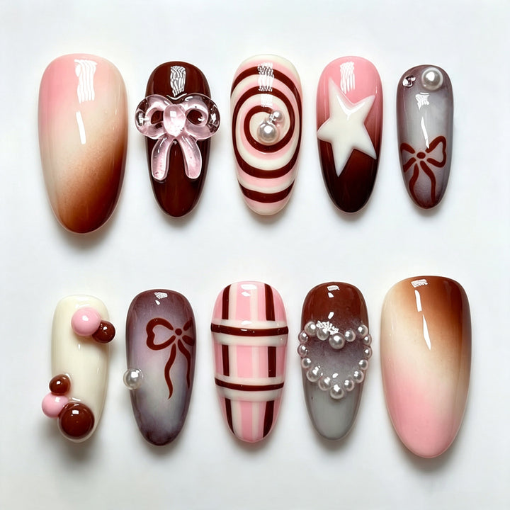 Decorative Press-On Nail Art Set with Sweet Dessert Themes Stornfield