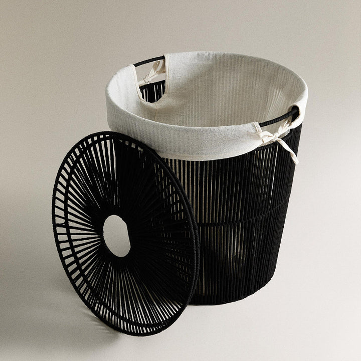 Stylish laundry basket with decorative cover Stornfield