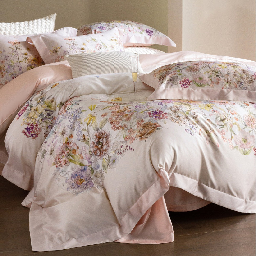Floral Watercolor Cotton-Sateen Duvet Cover Set with Piped Edge & Pillow Shams
