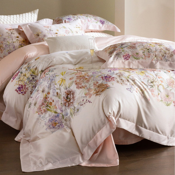 Floral Watercolor Cotton-Sateen Duvet Cover Set with Piped Edge & Pillow Shams