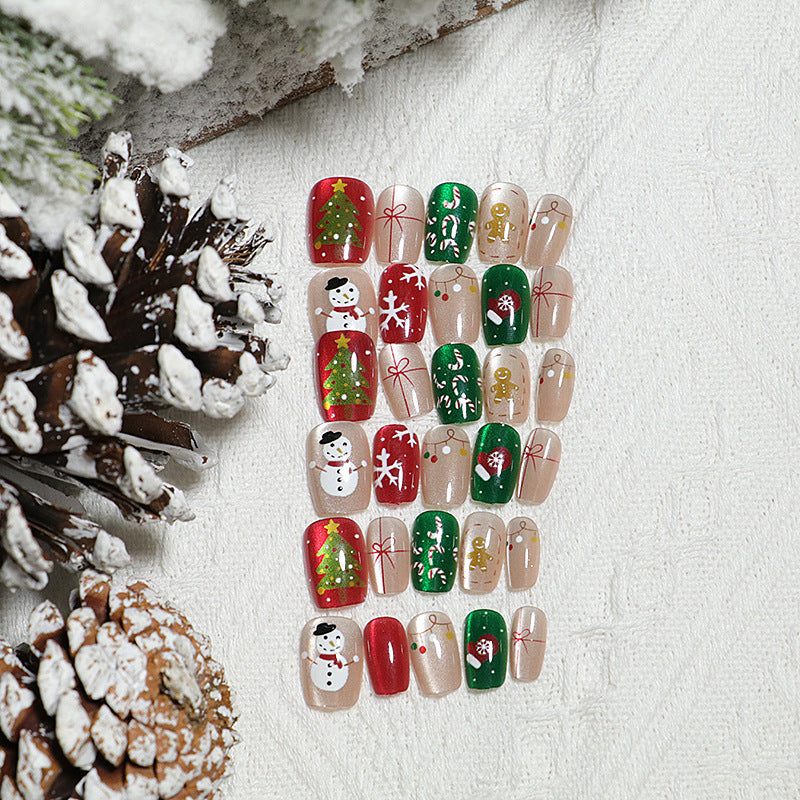 Festive Holiday-Themed Press-On Nail Art Set Stornfield