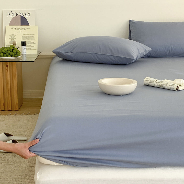 Deep-Pocket Elasticized Fitted Sheet Set with Sateen-Feel Pillowcases
