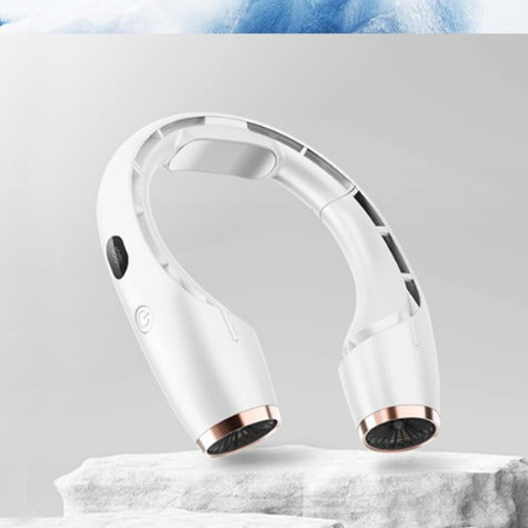 Cooling wearable dual-turbine neck fan with adjustable-angle air outlets and LED battery display Stornfield