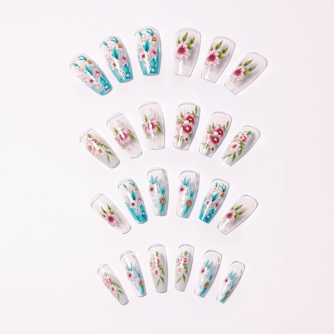Artificial nail design with floral accents Stornfield