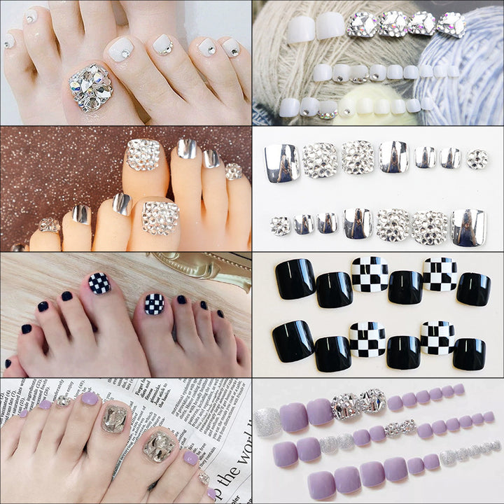Premium Decorative Rhinestone Press-On Toe Nails Stornfield
