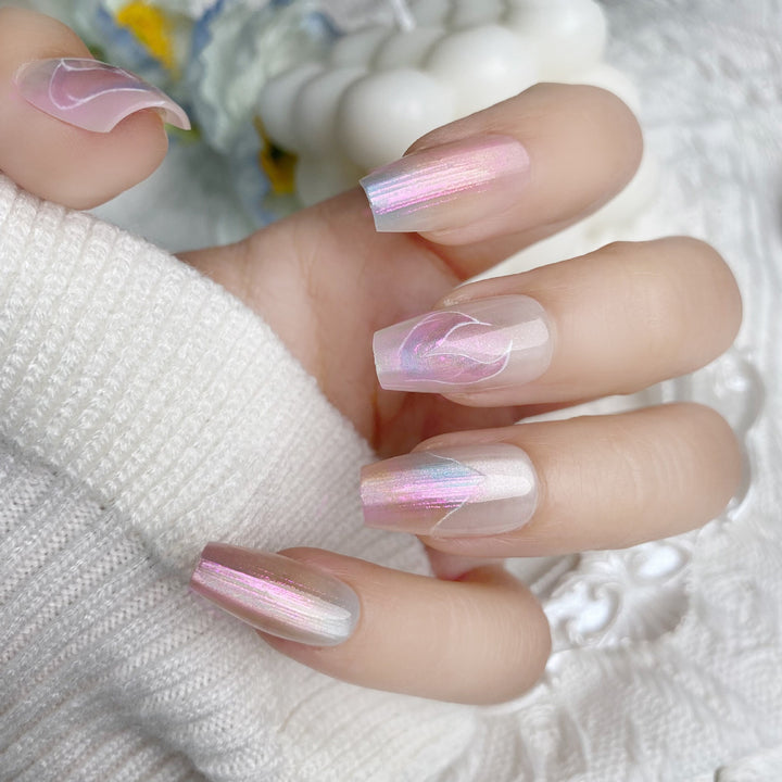 Iridescent Floral Press-On Nail Set
