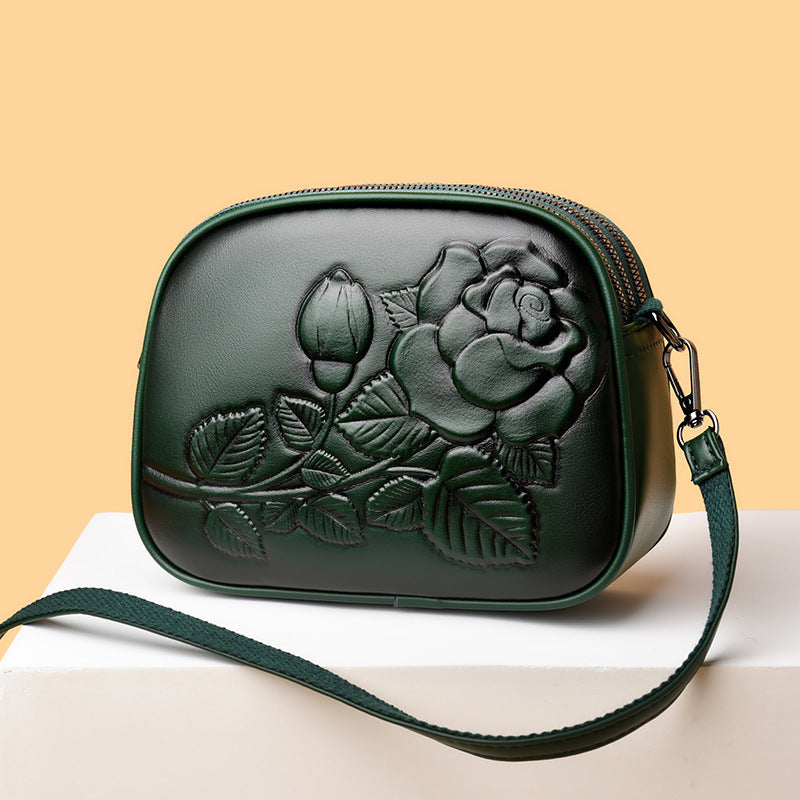 Floral Embossed Crossbody Bag