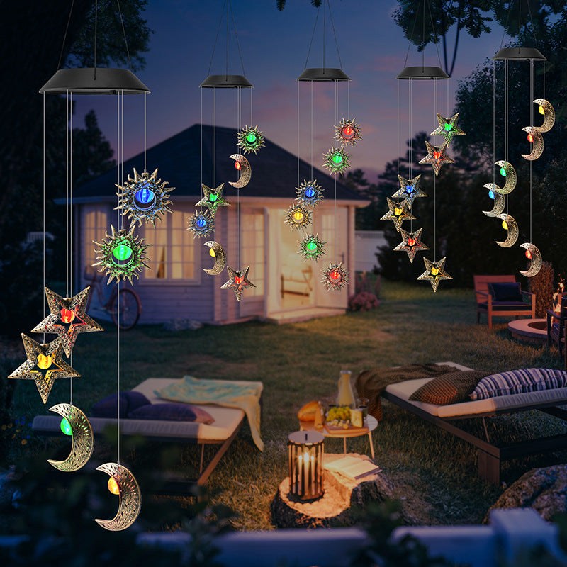 Decorative Hanging Star Wind Chime With Brass Stars And Tubular Aluminum Chimes Stornfield