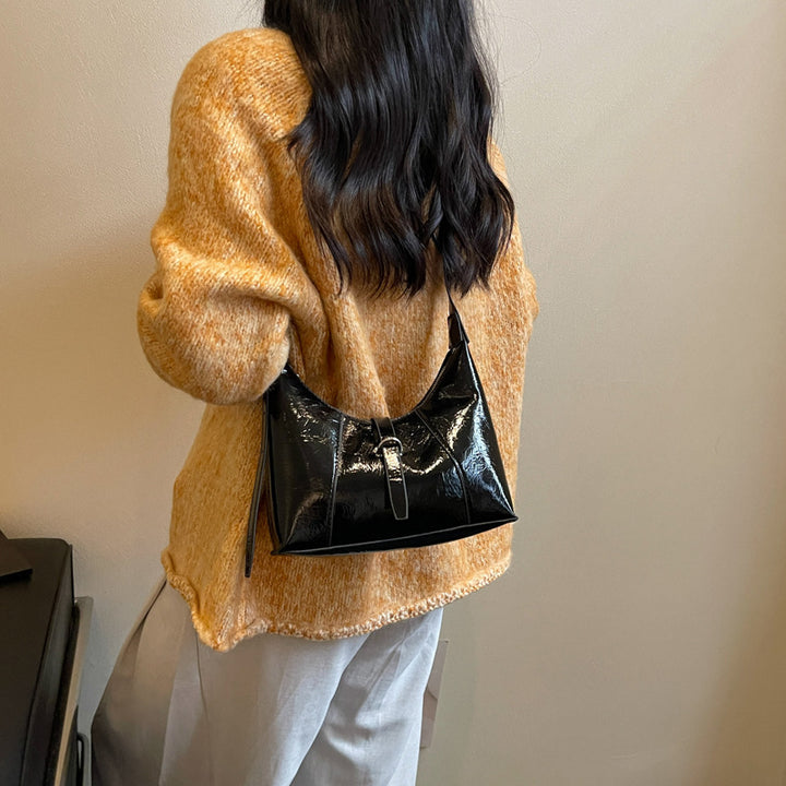 Sleek Patent Leather Hobo Bag