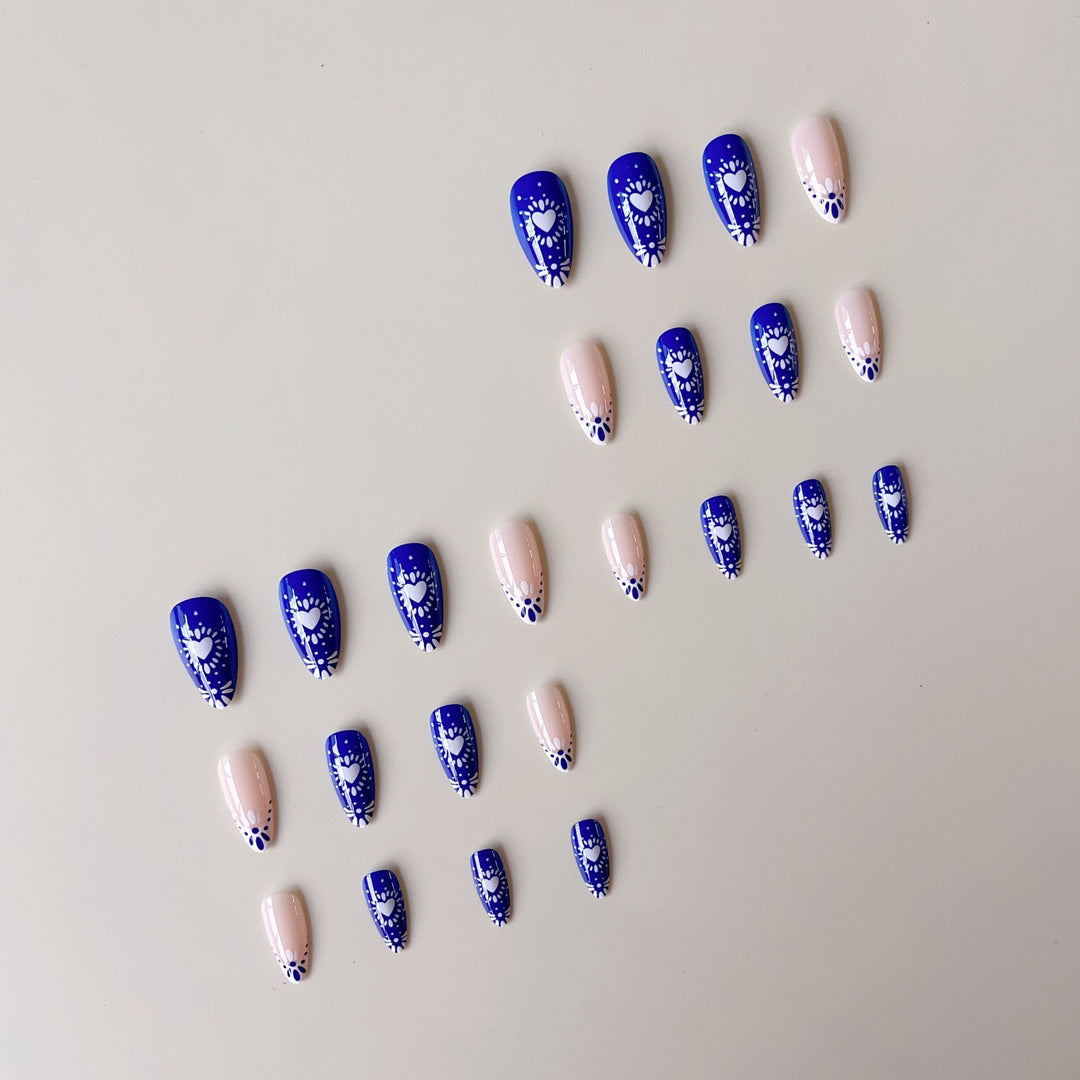 Creative nail set with flower and heart designs Stornfield