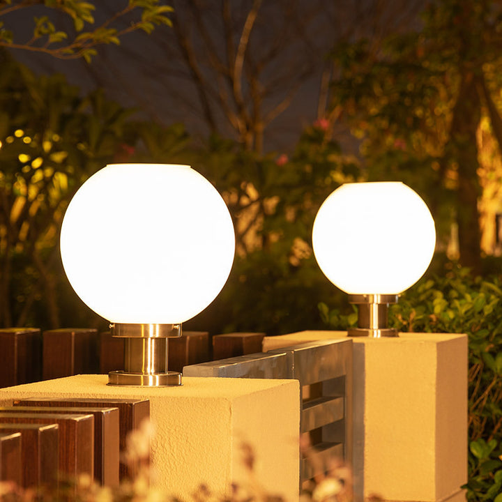 Modern Stainless Steel Globe Fence Post Lighting Fixtures Stornfield