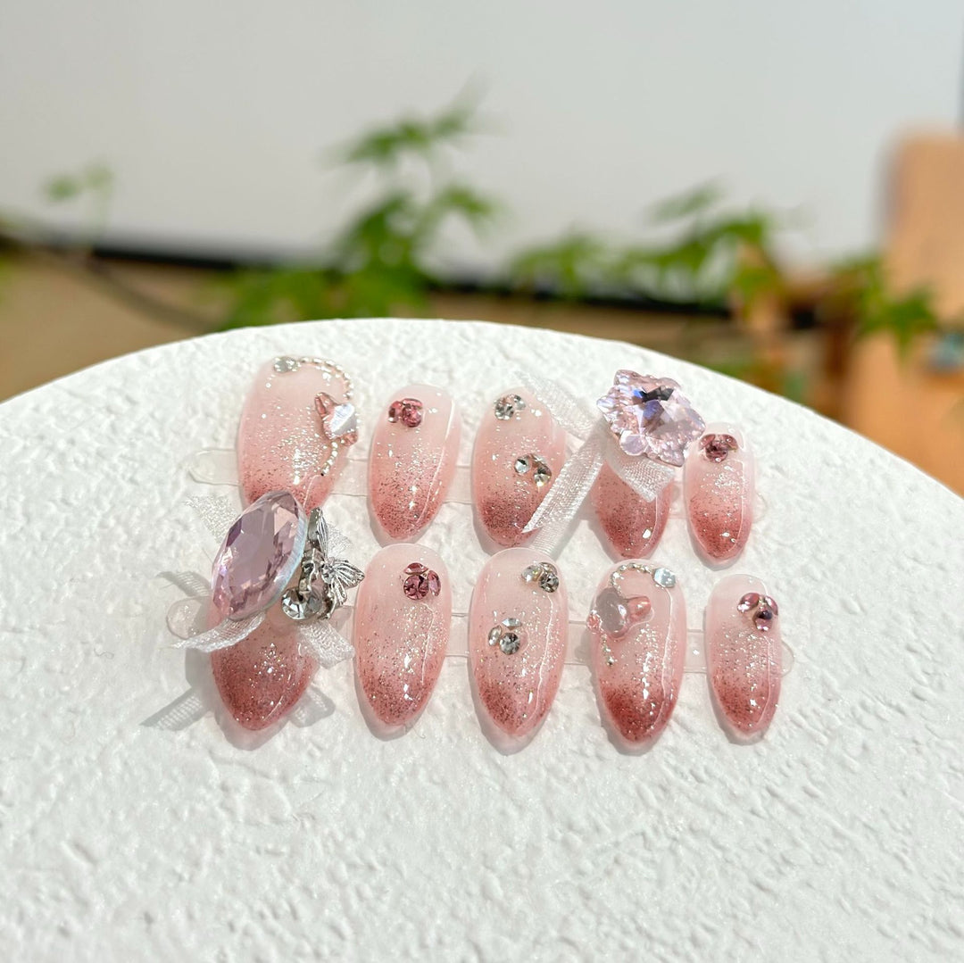 Glamorous Rhinestone-Accent Press-On Nail Set