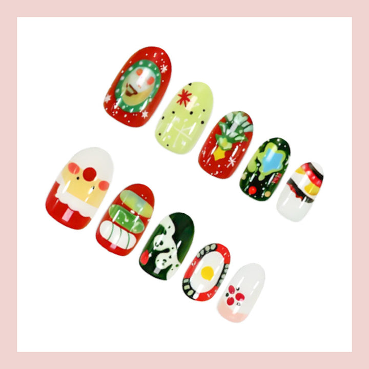 Artificial nail set with festive snowmen and Christmas motifs Stornfield