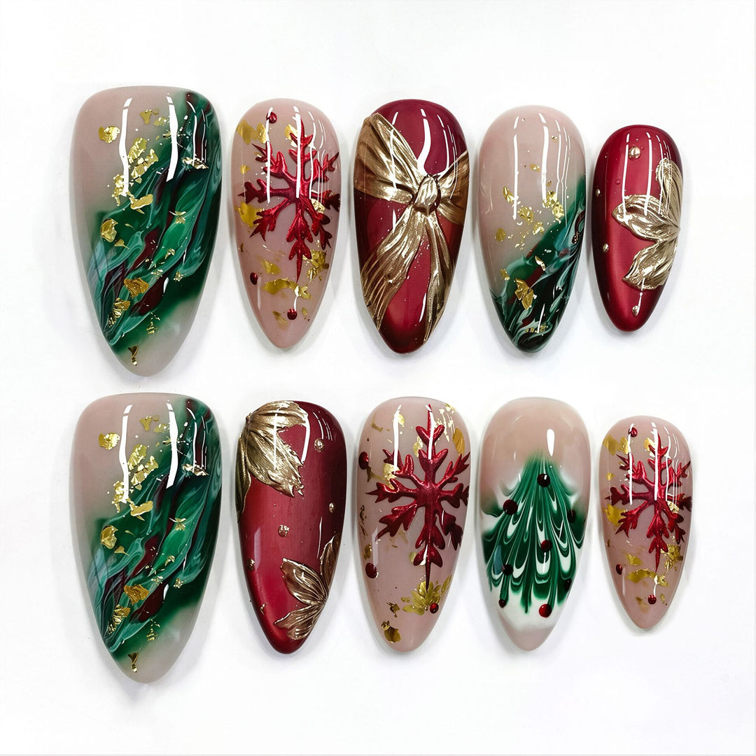 Festive Winter-Themed Press-On Nail Art Set Stornfield 1790636457