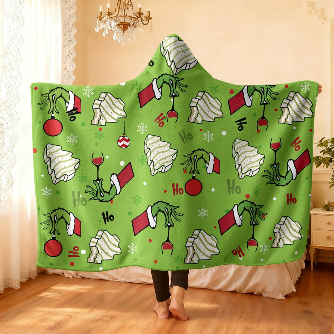 Festive Holiday-Themed Hooded Blanket