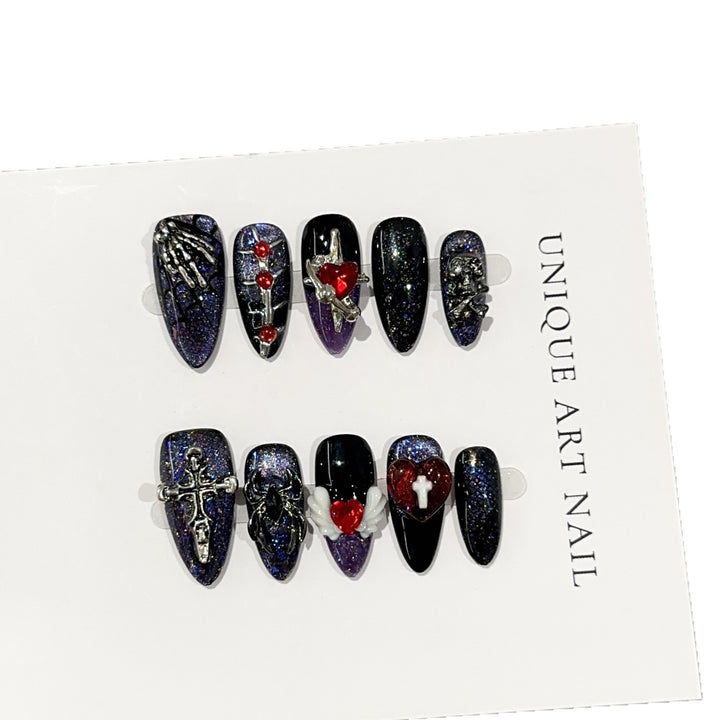 Gothic-Inspired Decorative Press-On Nail Art Set