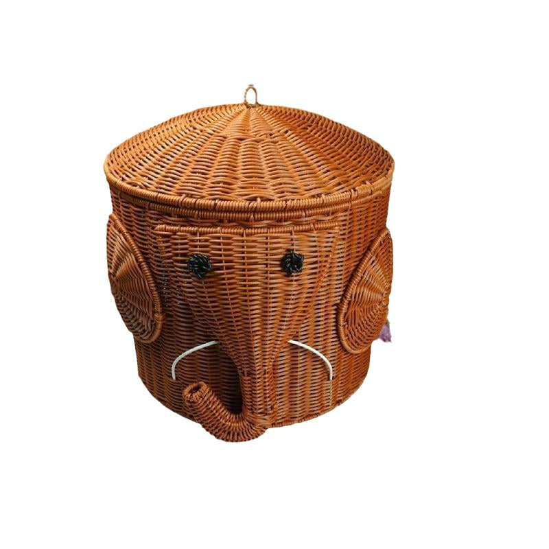 Elephant-Shaped Woven Storage Basket Stornfield