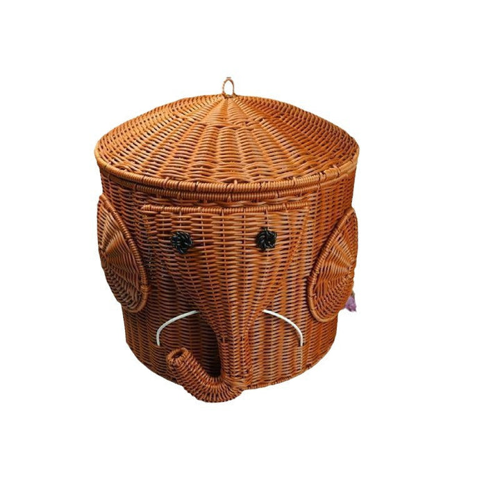 Elephant-Shaped Woven Storage Basket Stornfield