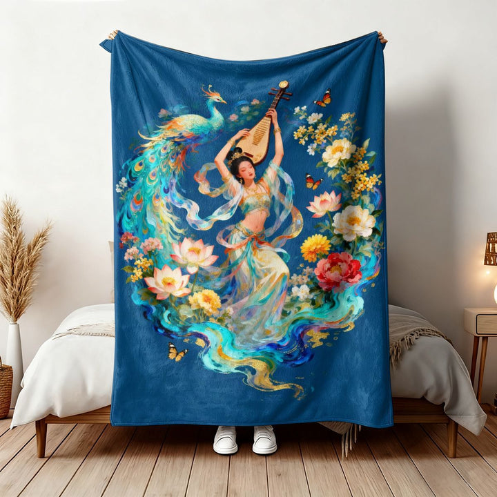 Artistic Cultural Print Fleece Throw Blanket
