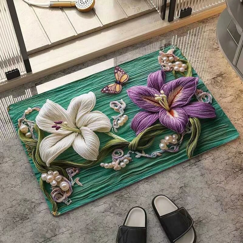 Floral-Inspired Decorative Area Mat