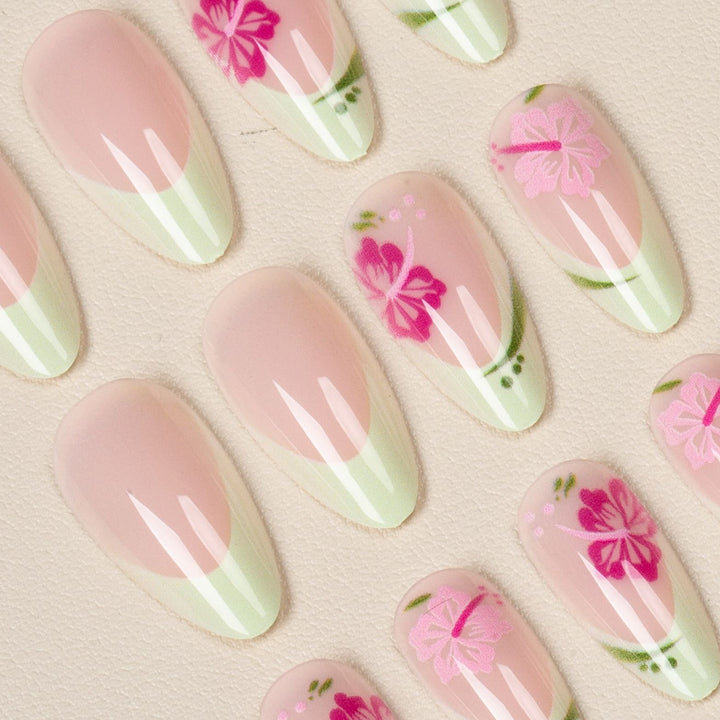Artistic Floral Accent Press-On Nails