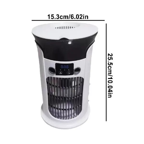 Unisex one size compact cylindrical digital personal cooling fan with programmable LED display and multi-level speed settings Stornfield