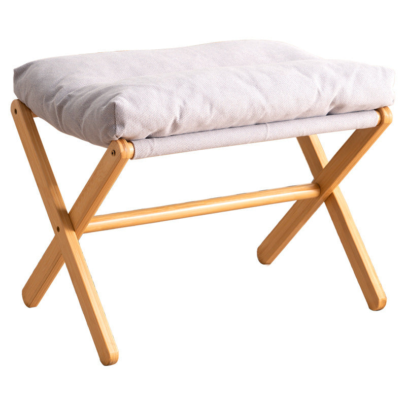 Folding Stool with Padded Seat and Stable Wooden Frame Stornfield