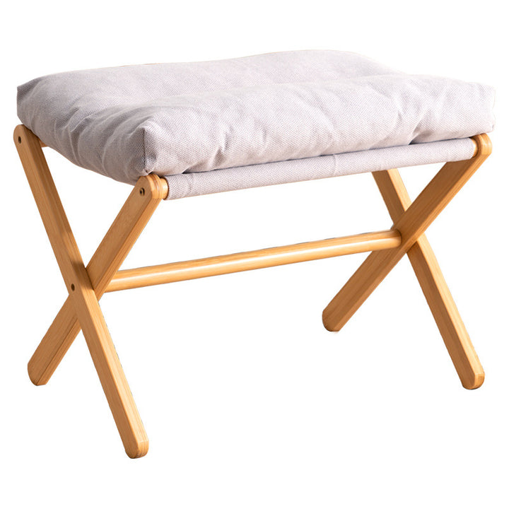 Folding Stool with Padded Seat and Stable Wooden Frame Stornfield