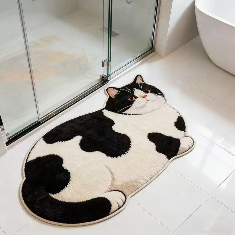 Cat-Shaped Plush Bath Mat