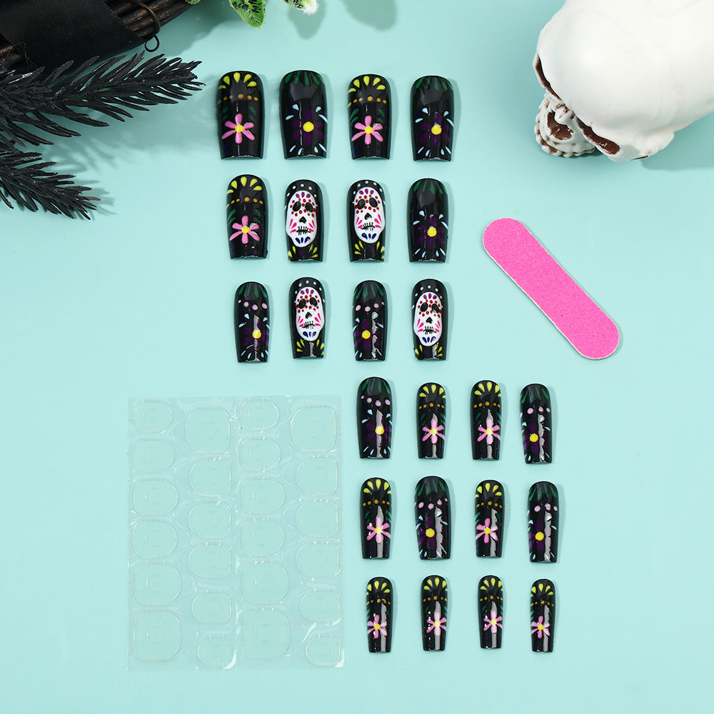 Creative artificial nails with sugar skull design Stornfield