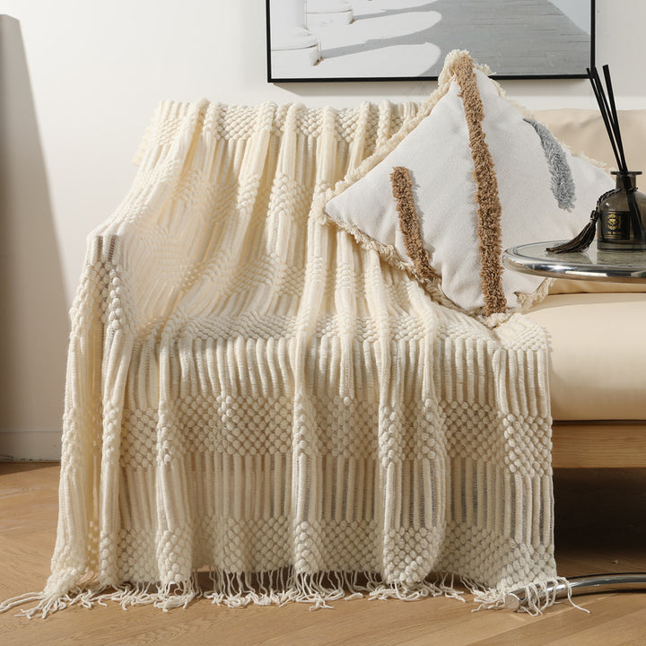 Women's high-quality knitted blanket with textured design Stornfield