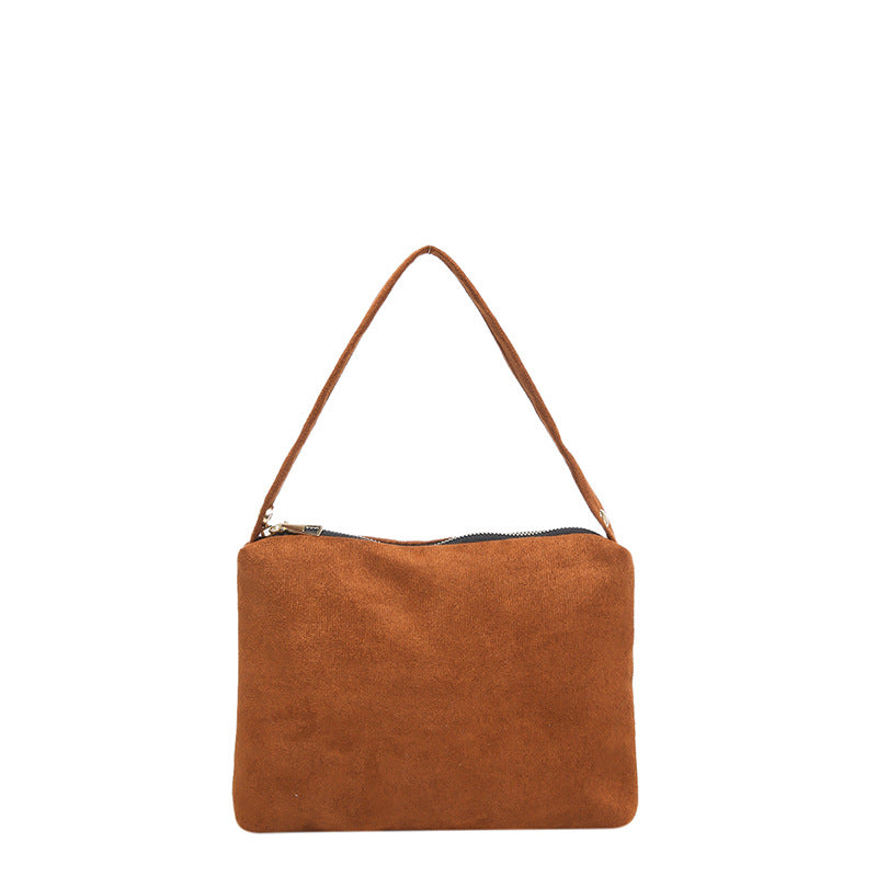 Suede Shoulder Clutch Bag