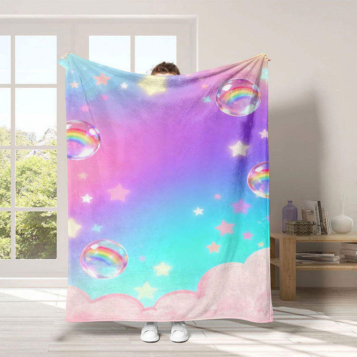 Cozy Rainbow-Themed Fleece Throw Blanket