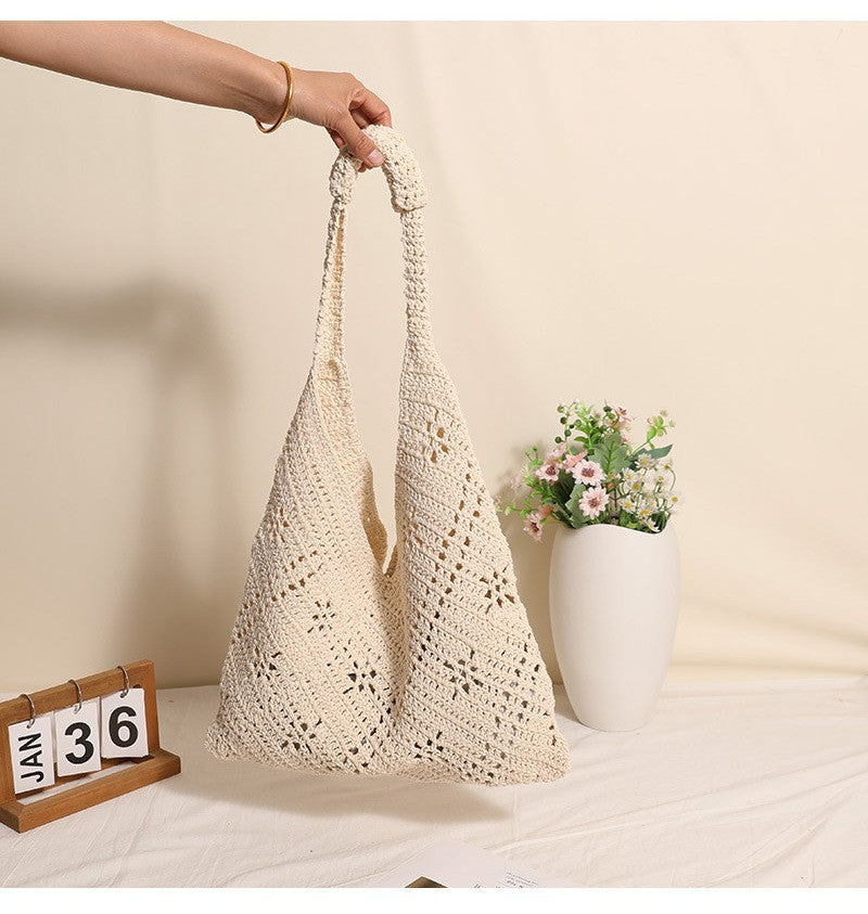 Hand-knotted Tote Bag in V-Design Stornfield