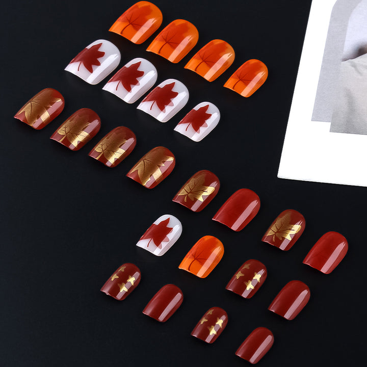 Autumn Leaf Design Gel Nail Art Stornfield