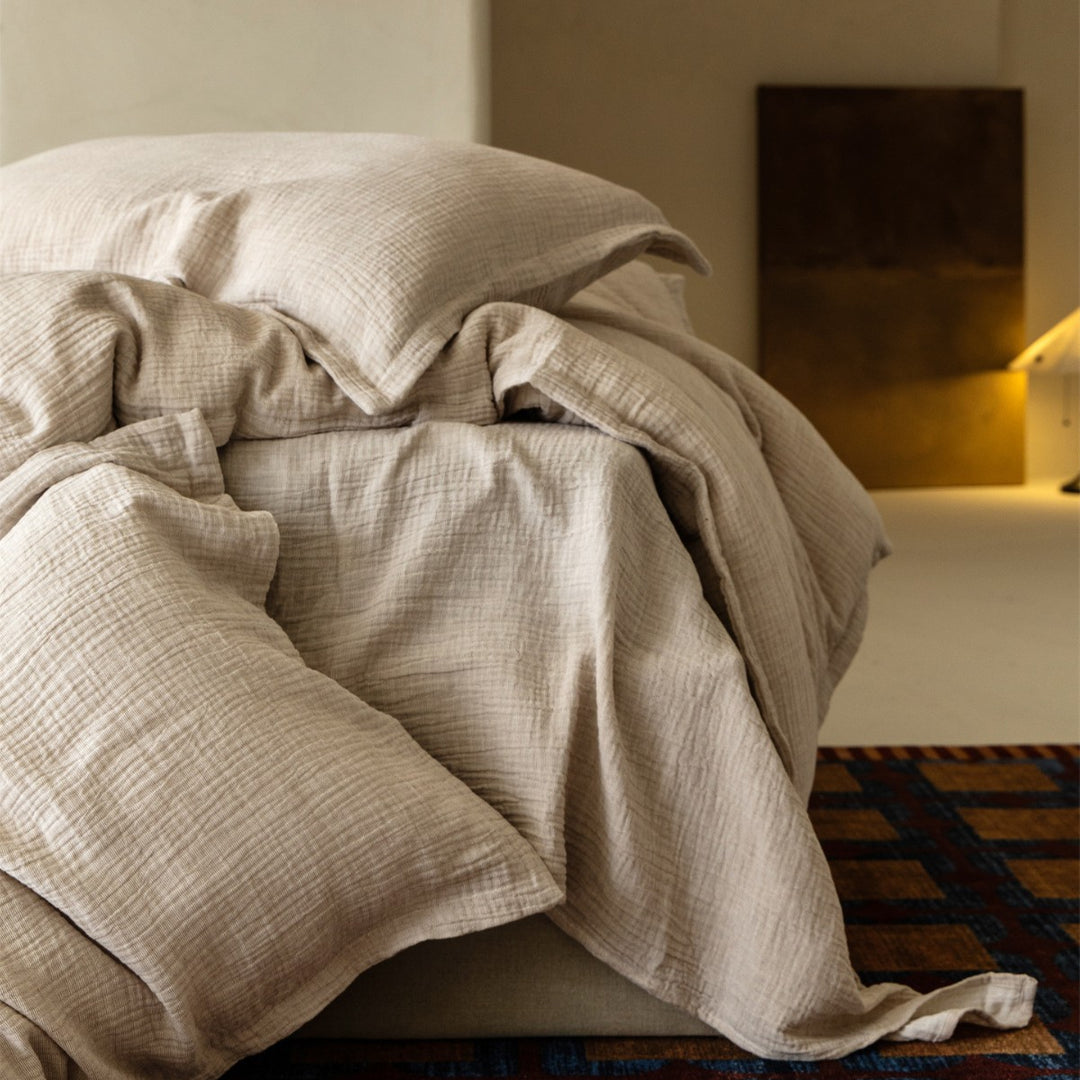 Lightweight Crinkled Cotton Gauze Duvet Cover & Pillowcase Set