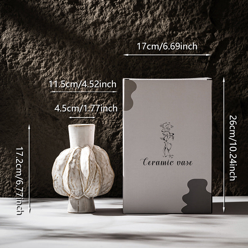 Decorative Ceramic Garlic-Shaped Woven Table Vase