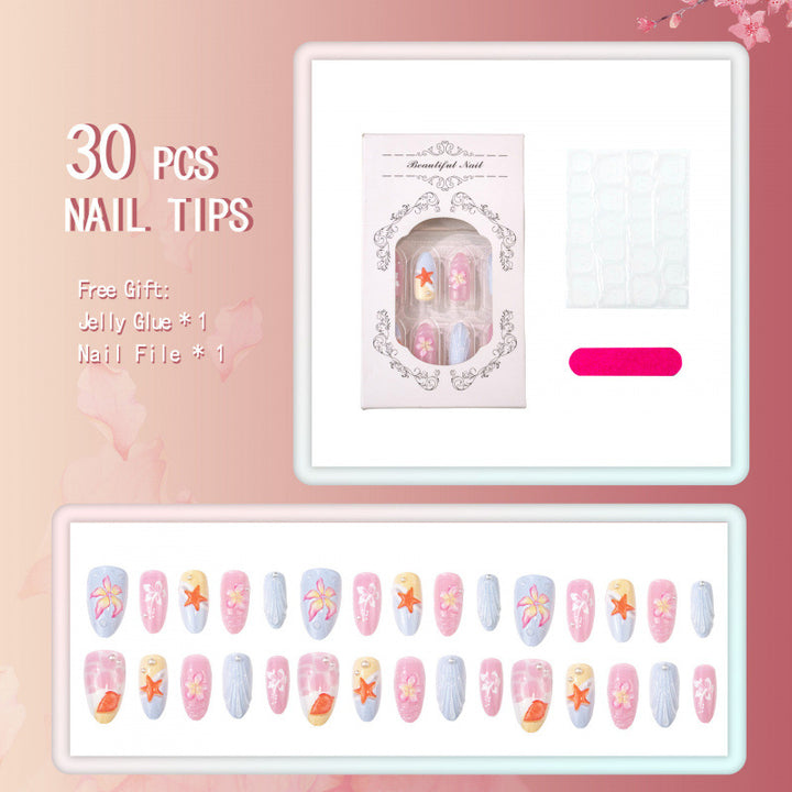 Ocean-Inspired Artful Press-On Nails