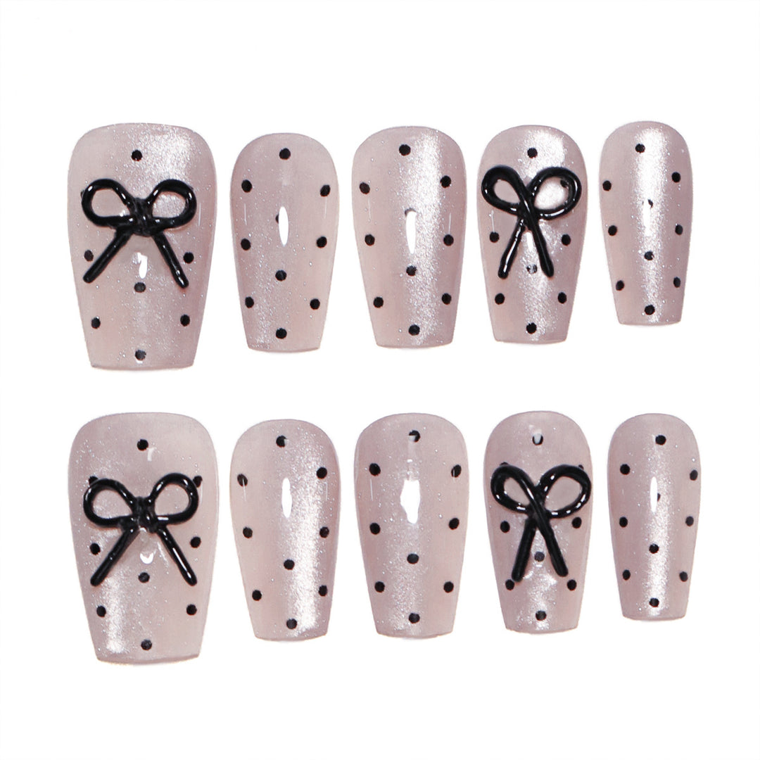 Artful Nail Extensions with Bow Pattern Stornfield