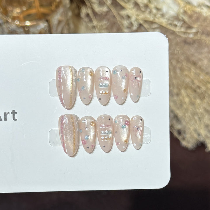Starry Galaxy-Inspired Press-On Nail Art Set Stornfield