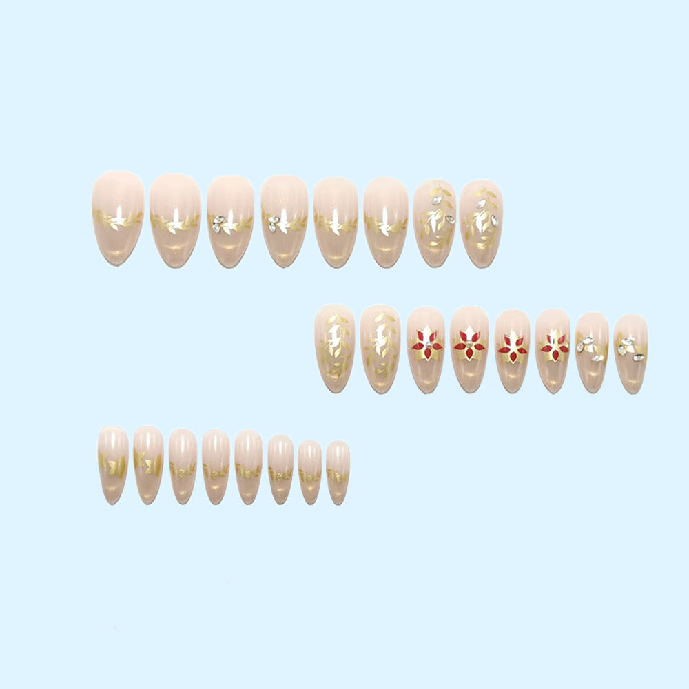 Elegant artificial nails with sparkling floral decorations Stornfield
