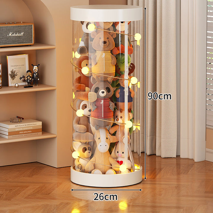 Tall Transparent Cylindrical Plush Toy Display & Storage Tower