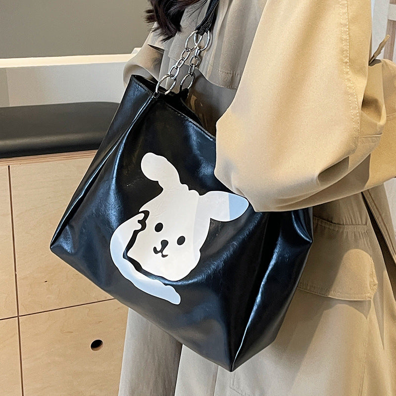 Cute Bear Print Faux Leather Hobo Bag