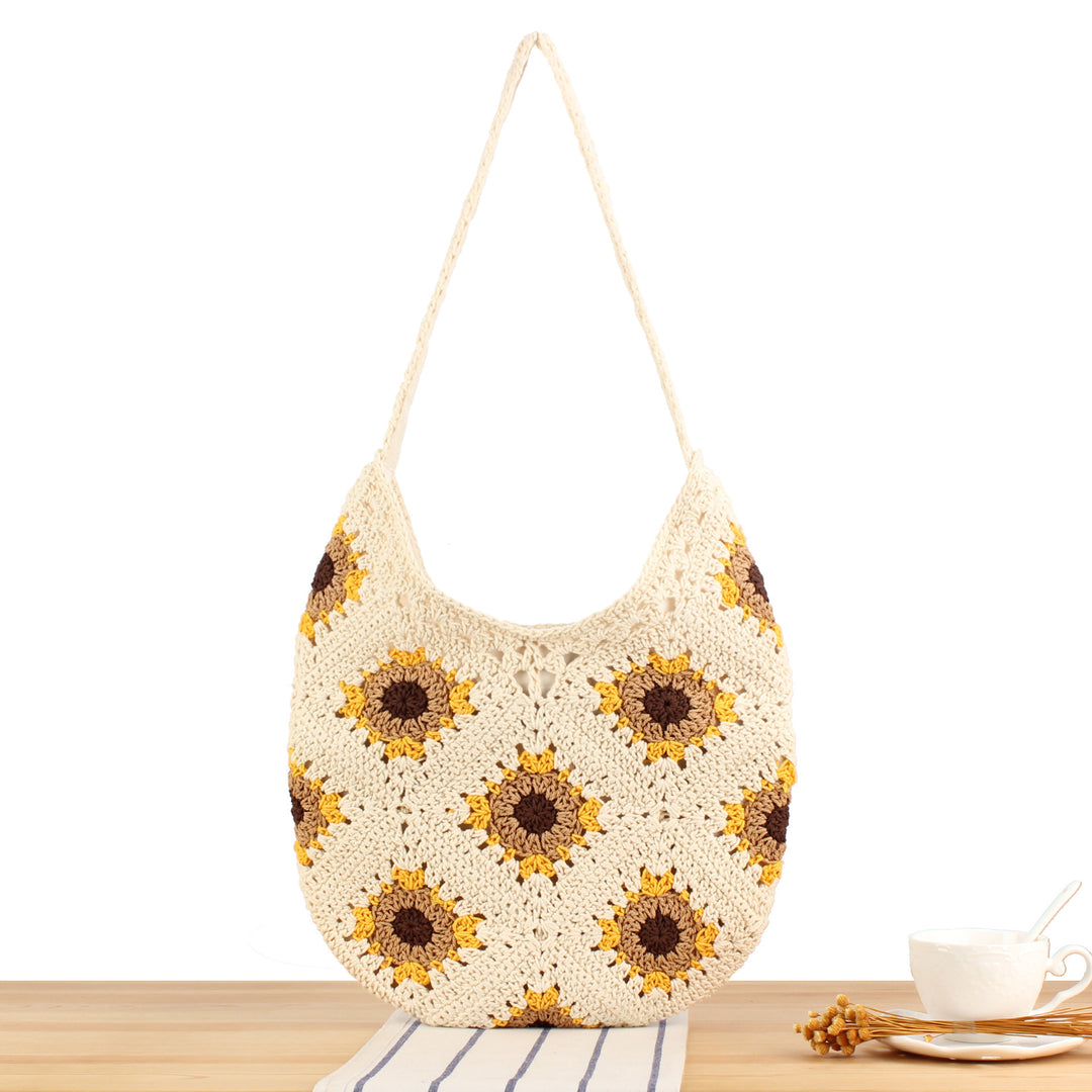 Crochet shoulder bag with playful sunflower pattern Stornfield