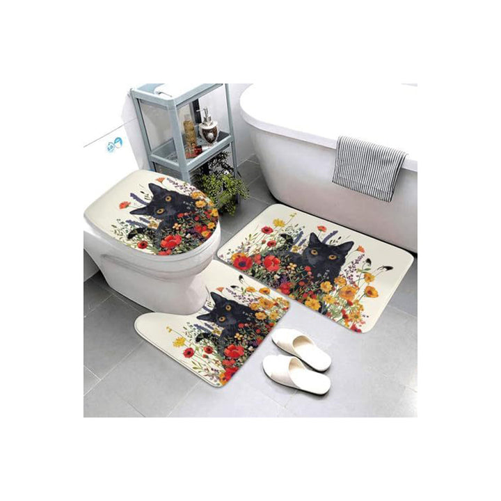 Geometric Pattern Bathroom Mat Set