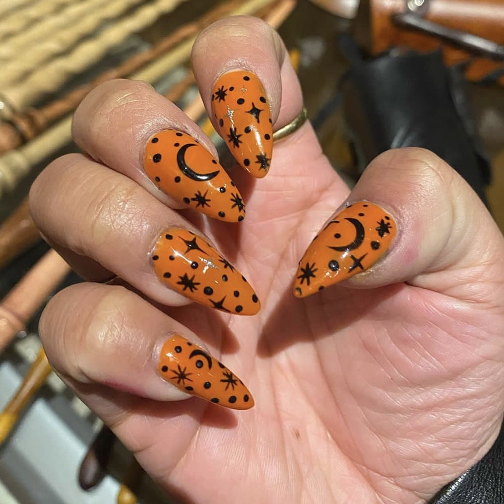 Artistic Press-On Nail Set with Cosmic Design Stornfield