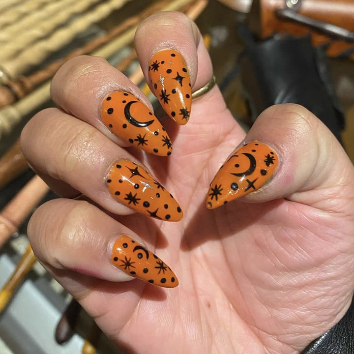 Artistic Press-On Nail Set with Cosmic Design Stornfield